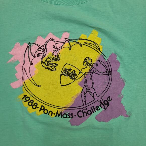 VTG 1988 Pan-Mass Challenge Tee Mens S Single Stitch USA Made Cycling Dragon - Picture 3 of 13